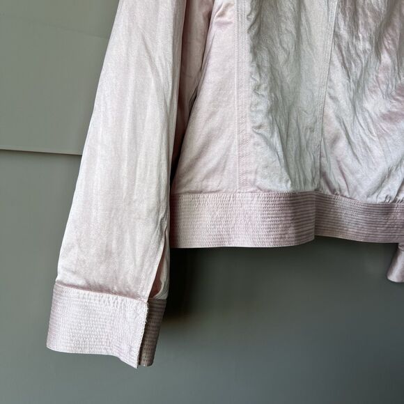 Sigrid Olsen Women Jacket Size 8 Pink Silk Button Snaps Barbie Beach Vacation - Picture 4 of 15